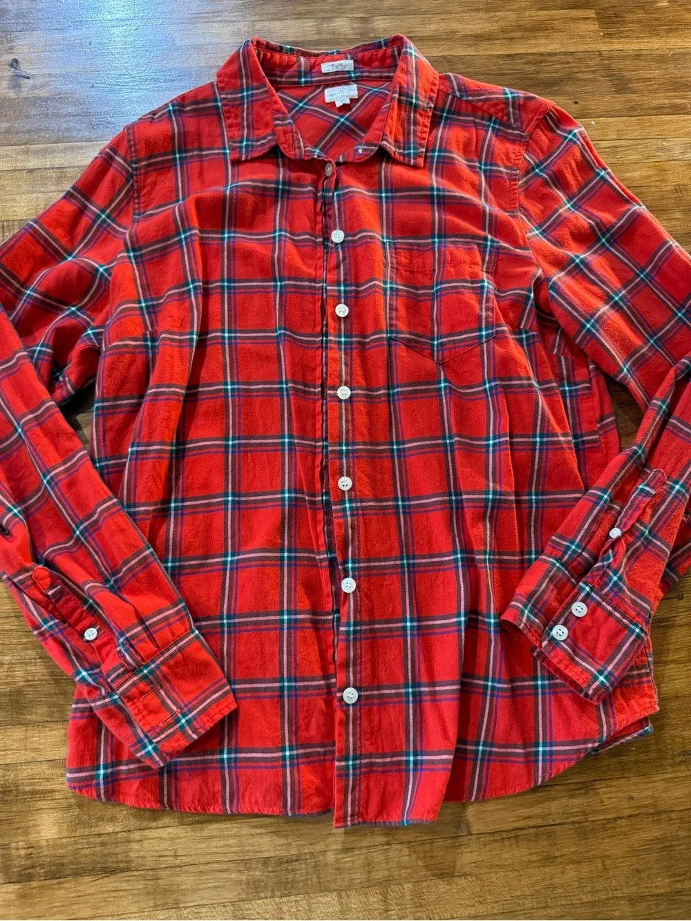 J.Crew Boy Fit Plaid Top red & Blue Sz Large (g15)